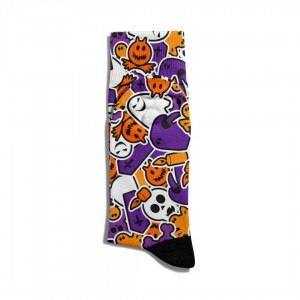 Eğlenceli Çorap Unisex Halloween  Skull Desen Baskılı Çorap ECSOKET169