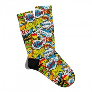 Eğlenceli Çorap Unisex  Yeah Sarı PopArt Baskılı Çorap ECSOKET173