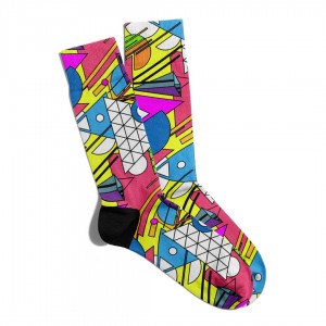 Eğlenceli Çorap Unisex Geometrik Renkli Baskılı Çorap ECSOKET176