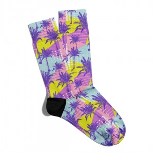 Eğlenceli Çorap Unisex Soft Palmiye Ağaç Desen Baskılı Çorap ECSOKET179