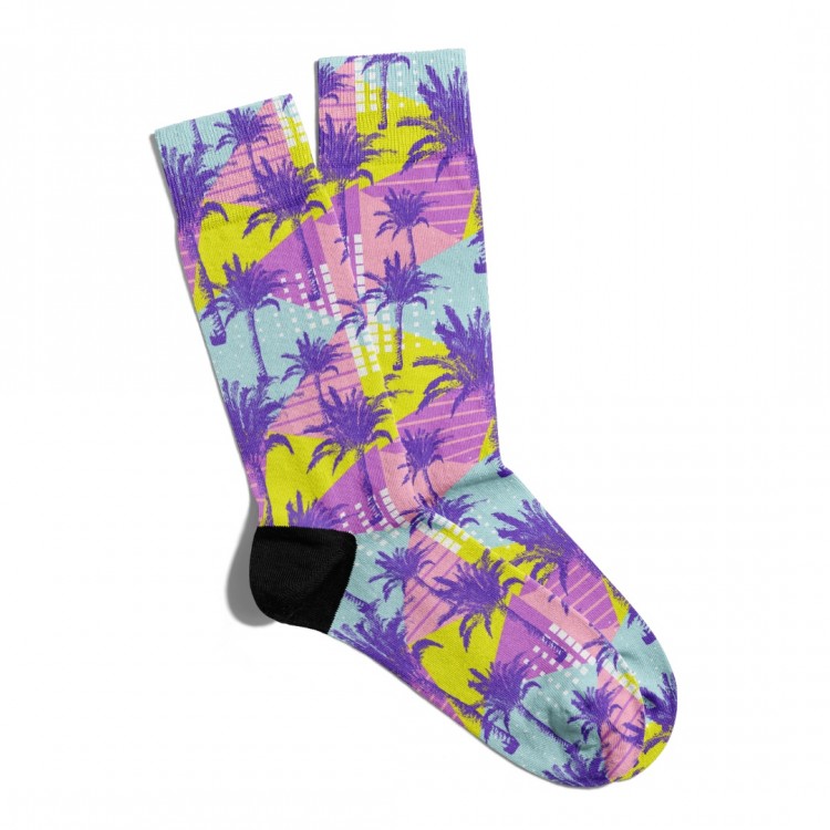 Eğlenceli Çorap Unisex Soft Palmiye Ağaç Desen Baskılı Çorap ECSOKET179