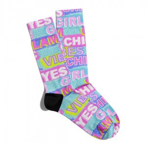 Eğlenceli Çorap Unisex Yes Vibes Renkli Baskılı Çorap ECSOKET181
