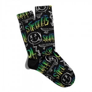 Eğlenceli Çorap Unisex  Bej Streeets LoL Desen Baskılı Çorap ECSOKET184