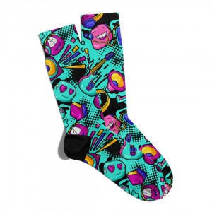 Eğlenceli Çorap Unisex  Rock Emoji PopArt Baskılı Çorap ECSOKET189