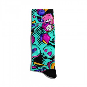 Eğlenceli Çorap Unisex  Rock Emoji PopArt Baskılı Çorap ECSOKET189