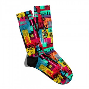 Eğlenceli Çorap Unisex  Geometrik Renkli Ananas Baskılı Çorap ECSOKET193