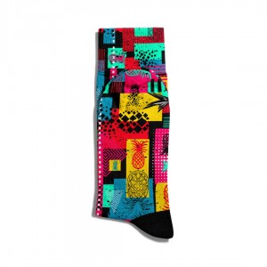 Eğlenceli Çorap Unisex  Geometrik Renkli Ananas Baskılı Çorap ECSOKET193