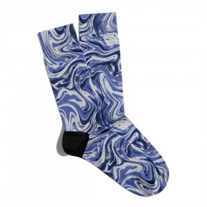 Eğlenceli Çorap Unisex  Mavi Dalgalar Baskılı Çorap ECSOKET194