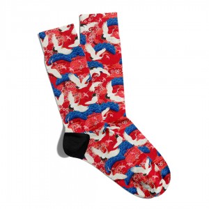 Eğlenceli Çorap Unisex Beyaz Kuş Mavi Bulut Baskılı Çorap ECSOKET198