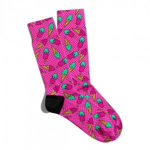 Eğlenceli Çorap Unisex  Dondurma Puantiye PopArt Baskılı Çorap ECSOKET201