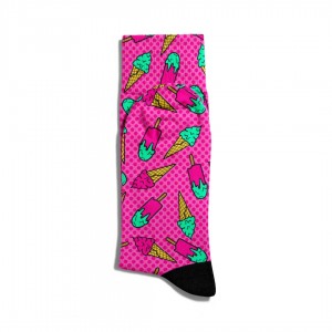 Eğlenceli Çorap Unisex  Dondurma Puantiye PopArt Baskılı Çorap ECSOKET201