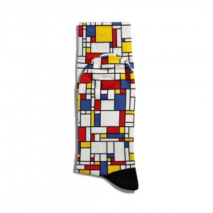 Eğlenceli Çorap Unisex  Geometrik Renkli Çizgi Baskılı Çorap ECSOKET202