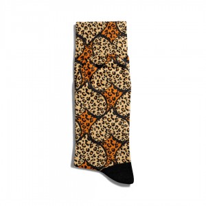 Eğlenceli Çorap Unisex Kalp Leopar Baskılı Çorap ECSOKET213