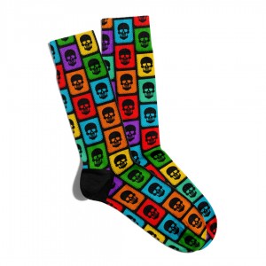 Eğlenceli Çorap Unisex Renkli Damalı Skul Baskılı Çorap ECSOKET226
