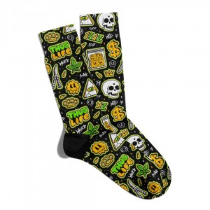 Eğlenceli Çorap Unisex Thug Life Skull PopArt Baskılı Çorap ECSOKET229