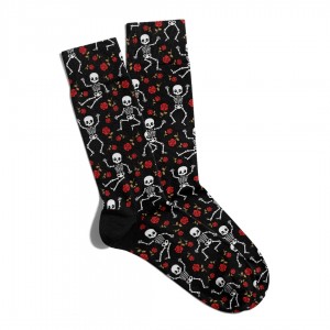 Eğlenceli Çorap Unisex  Skull Rose  Detay Baskılı Çorap ECSOKET238
