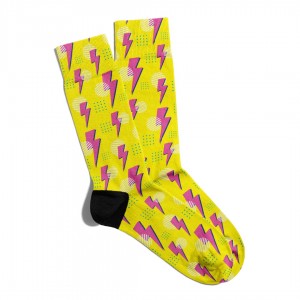 Eğlenceli Çorap Unisex Sarı Retro Simge PopArt Baskılı Çorap ECSOKET240