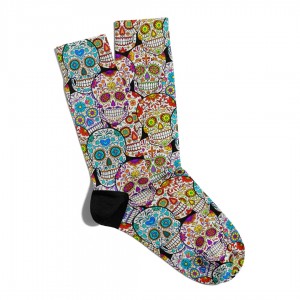 Eğlenceli Çorap Unisex Renkli Kuru Kafa Desen Baskılı Çorap ECSOKET251