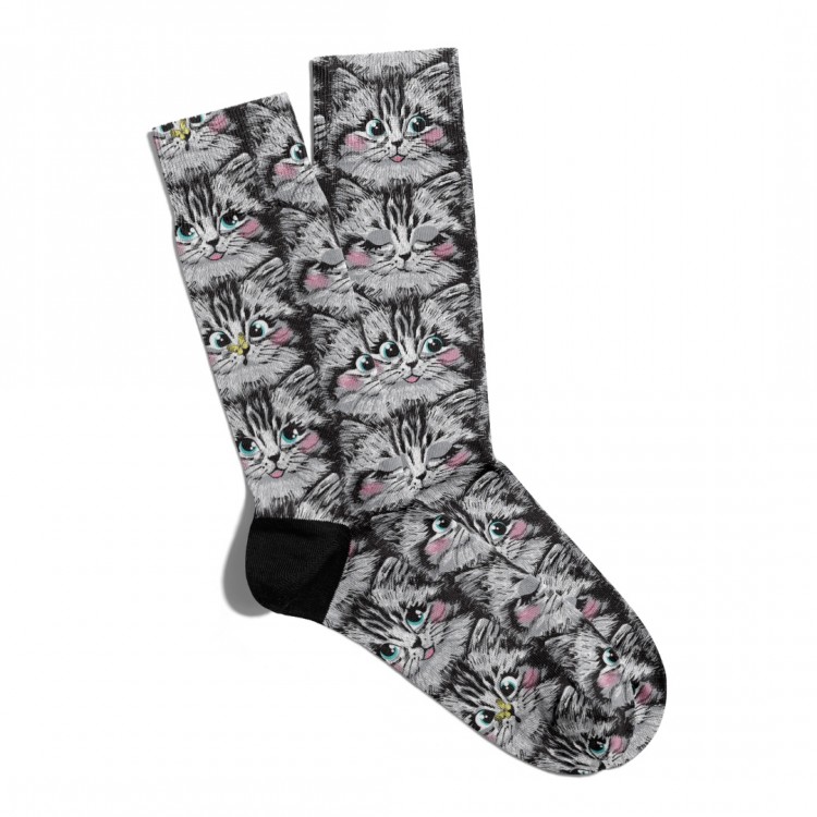 Eğlenceli Çorap Unisex  Şaşkın Kediler  Baskılı Çorap ECSOKET254