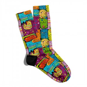 Eğlenceli Çorap Unisex  Renkli Sevimli Kedi Baskılı Çorap ECSOKET255