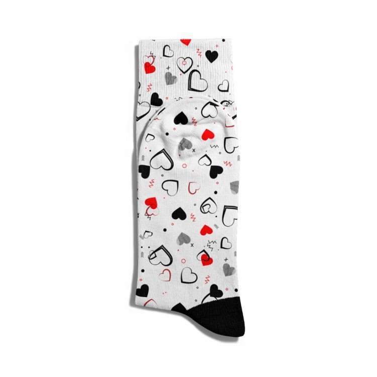Eğlenceli Çorap Unisex Siyah Kırmızı Kalp Baskılı Çorap ECSOKET256 Eğlenceli Çorap Unisex Siyah Kırmızı Kalp Baskılı Çorap ECSOKET256