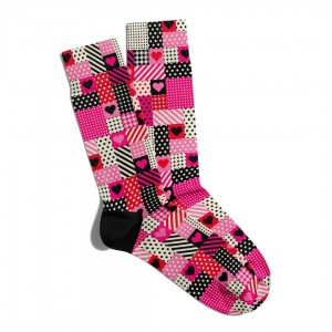 Eğlenceli Çorap Unisex Love Ekose Desen PopArt Baskılı Çorap ECSOKET264