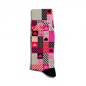 Eğlenceli Çorap Unisex Love Ekose Desen PopArt Baskılı Çorap ECSOKET264