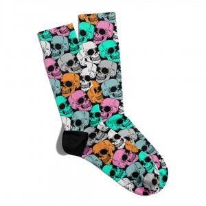 Eğlenceli Çorap Unisex Renkli Kuru Kafalar Baskılı Çorap ECSOKET267