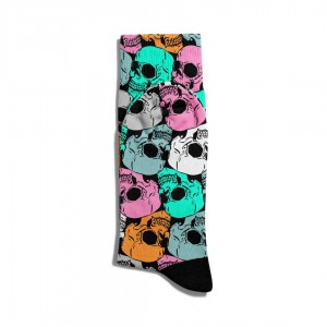 Eğlenceli Çorap Unisex Renkli Kuru Kafalar Baskılı Çorap ECSOKET267