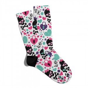 Eğlenceli Çorap Unisex Love Skull Çift Baskılı Çorap ECSOKET278