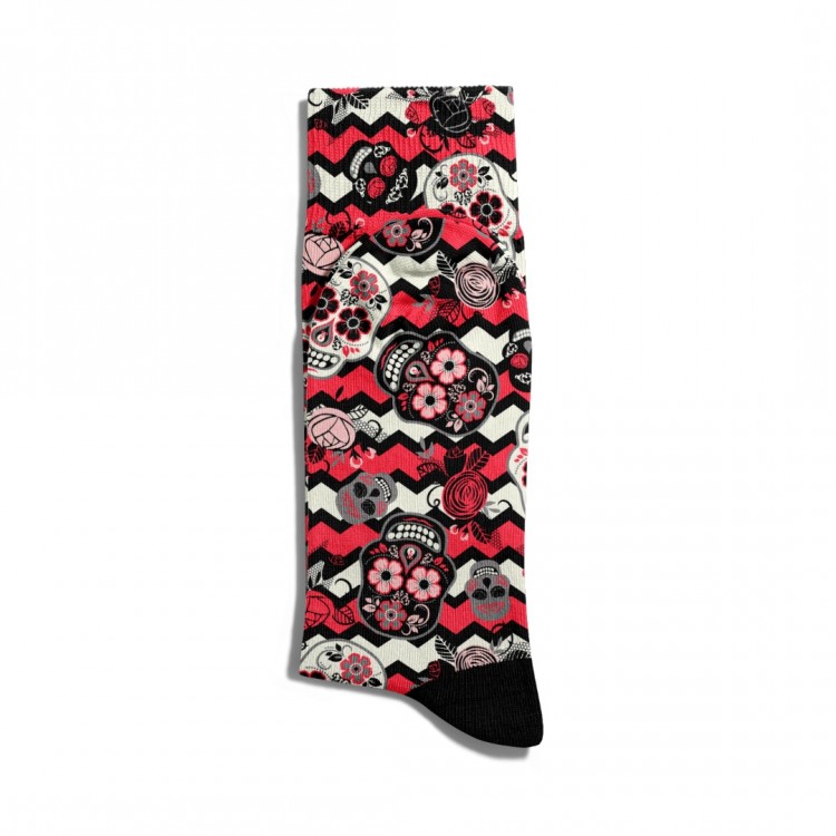 Eğlenceli Çorap Unisex Çicek Detaylı Kuru Kafa Baskılı Çorap ECSOKET280 Eğlenceli Çorap Unisex Çicek Detaylı Kuru Kafa Baskılı Çorap ECSOKET280