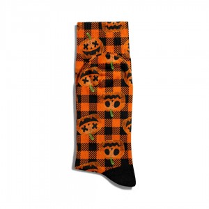 Eğlenceli Çorap Unisex Ekose Halloween Desen Baskılı Çorap ECSOKET281