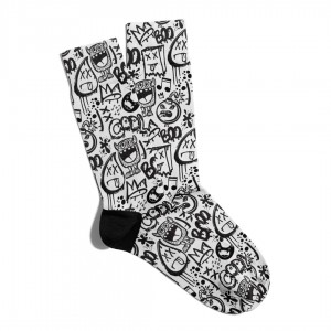 Eğlenceli Çorap Unisex Siyah BOOM Tatlı PopArt Desen Baskılı Çorap ECSOKET282