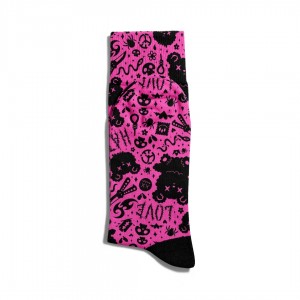 Eğlenceli Çorap Unisex Love Skull ve Teddy Bear Baskılı Çorap ECSOKET293