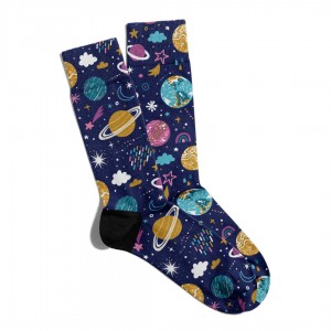 Eğlenceli Çorap Unisex  PopArt Desen Space Baskılı Çorap ECSOKET304