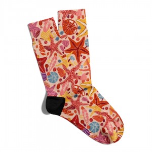 Eğlenceli Çorap Unisex  Yaz Temalı Deniz Yıldızı Desen Baskılı Çorap ECSOKET306