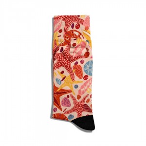 Eğlenceli Çorap Unisex  Yaz Temalı Deniz Yıldızı Desen Baskılı Çorap ECSOKET306