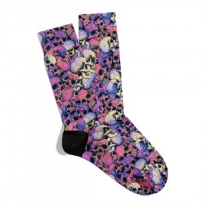 Eğlenceli Çorap Unisex Renkli Kuru Kafa Desen Baskılı Çorap ECSOKET324