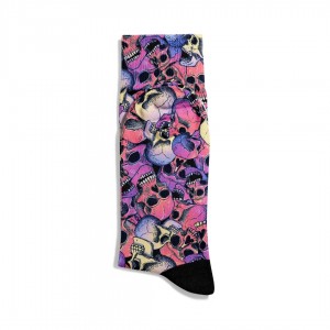 Eğlenceli Çorap Unisex Renkli Kuru Kafa Desen Baskılı Çorap ECSOKET324