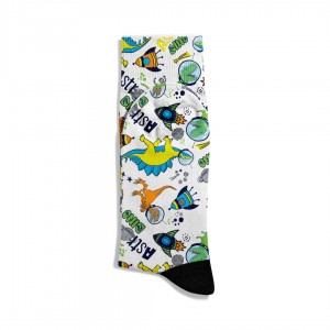 Eğlenceli Çorap Unisex Astronot Dino Desen Baskılı Çorap ECSOKET331
