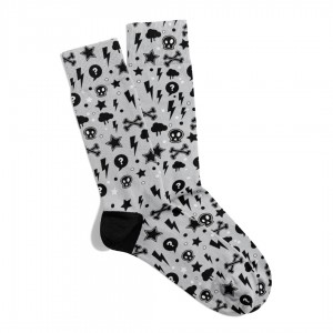Eğlenceli Çorap Unisex	Zzz Gri Skull Boom Baskılı Çorap ECSOKET343