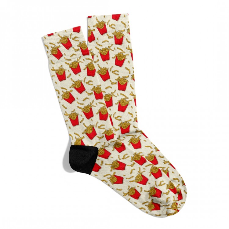 Eğlenceli Çorap PopArt Patates Kızartma Desen Baskılı Çorap ECSOKET357