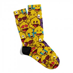 Eğlenceli Çorap Renkli Emojiler Kalp Desen Baskılı Çorap ECSOKET361