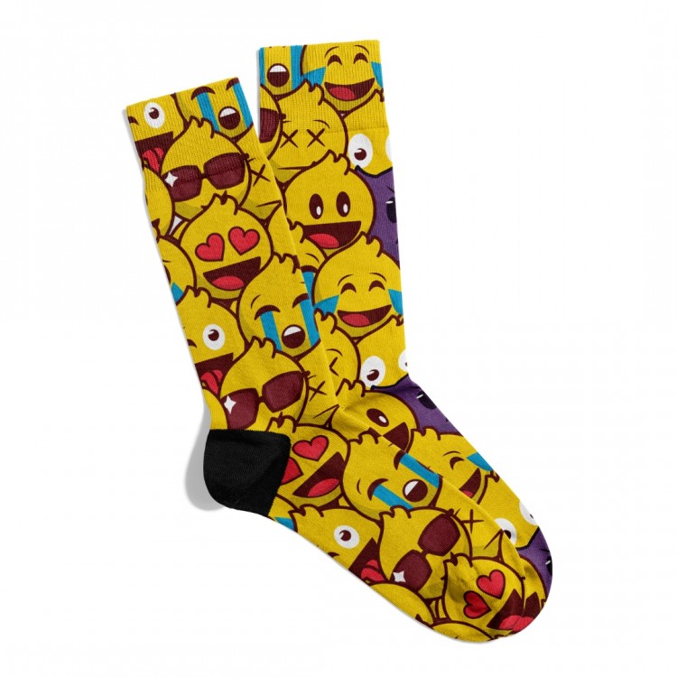 Eğlenceli Çorap Renkli Emojiler Kalp Desen Baskılı Çorap ECSOKET361 Eğlenceli Çorap Renkli Emojiler Kalp Desen Baskılı Çorap ECSOKET361