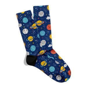 Eğlenceli Çorap PopArt Uzay Space Desen Baskılı Çorap ECSOKET367