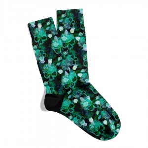 Eğlenceli Çorap Unisex HW Skull Yaprak Desen Baskılı Çorap ECSOKET376