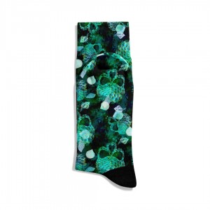 Eğlenceli Çorap Unisex HW Skull Yaprak Desen Baskılı Çorap ECSOKET376