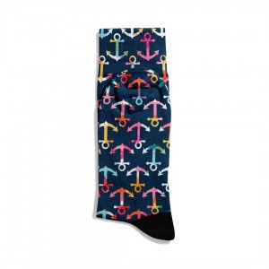 Eğlenceli Çorap Unisex Çapa Deniz Tema Baskılı Çorap ECSOKET383