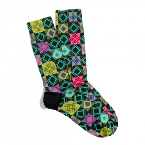 Eğlenceli Çorap Unisex Etnik Geometrik Desen Baskılı Çorap ECSOKET397