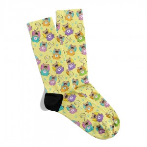 Eğlenceli Çorap Unisex Sarı Sevimli Pug Baskılı Çorap ECSOKET411